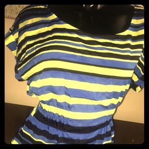 Blue and free short sleeve shirt.